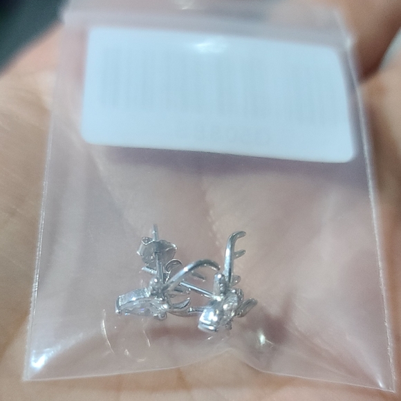 Reindeer Deer Antlers Platinum Over Sterling Silver Zircon Diamonds - Picture 6 of 14